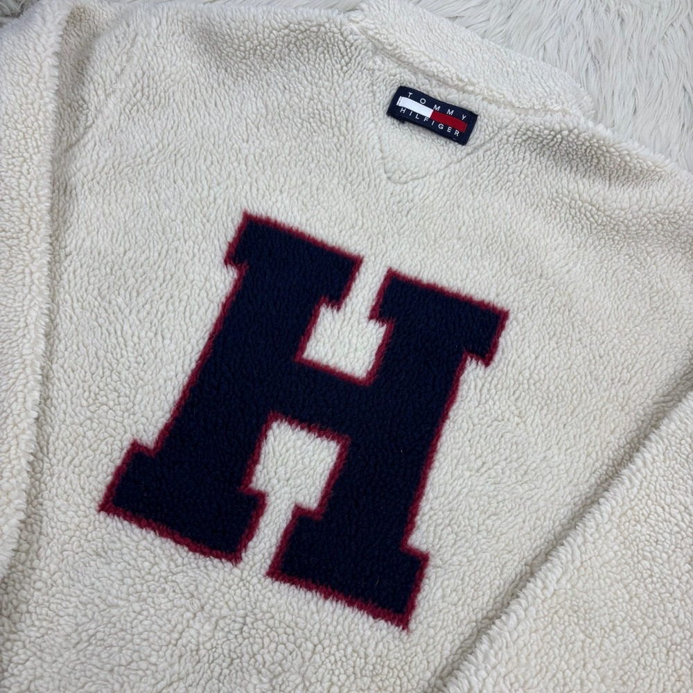 Vintage 90's Tommy Hilfiger Men's M Plush Fleece Zip Jacket Monogram Americana